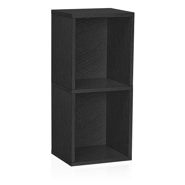 Way Basics Eco 2 Shelf Narrow Bookcase, Black