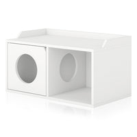 Cat House 2 Hole with 1 Door, White