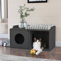 Cat House 2 Hole with 1 Door, Charcaol Black (pre-order ships 7/31)