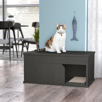 Cat Litter Box One Door Enclosure, Charcoal Black