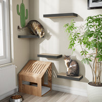 Cat Scratcher Floating Shelf Combo 4 Pack, Charcoal Black