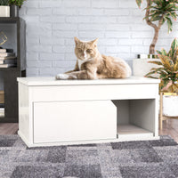 Cat Litter Box One Door Enclosure, White