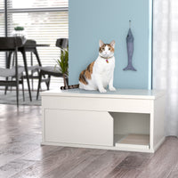 Cat Litter Box One Door Enclosure, White (6 units left!)