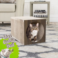 Premium Tunnel Scratcher with Free Silvervine Catnip Ball, Royal Walnut