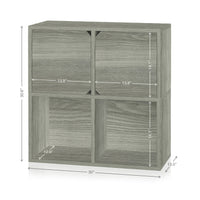 Modular Bookcase with Doors, London Grey