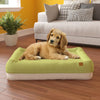 Pup Pup Kitti Plush Orthopedic Breatheable Pet Mat with NoFom cushion technology Large, Green/Beige