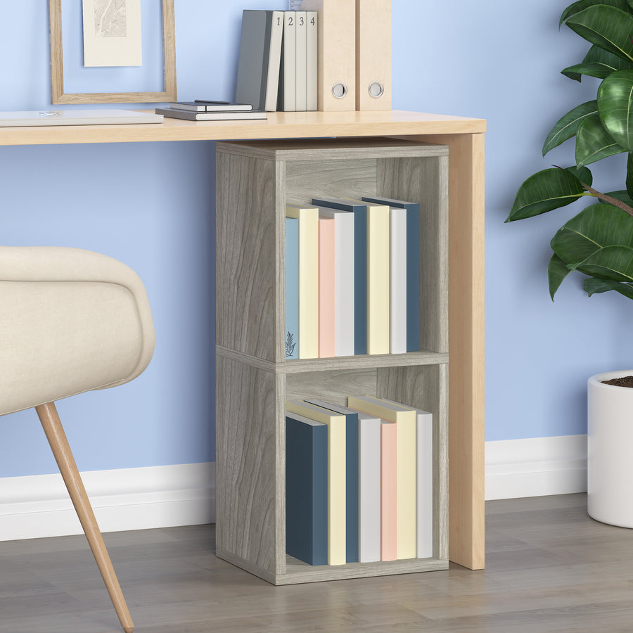 Doubleton 2-Shelf Bookcase, Aspen Grey (pre-order ships 8/31)