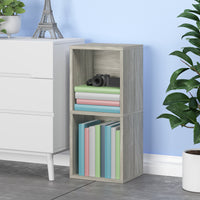 Doubleton 2-Shelf Bookcase, Aspen Grey