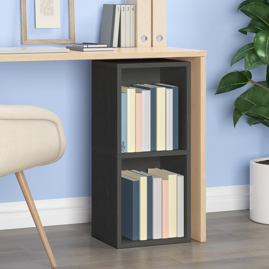 Doubleton 2-Shelf Bookcase, Charcoal Black (pre-order ships 8/31)