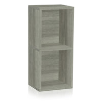 Doubleton 2-Shelf Bookcase, London Grey