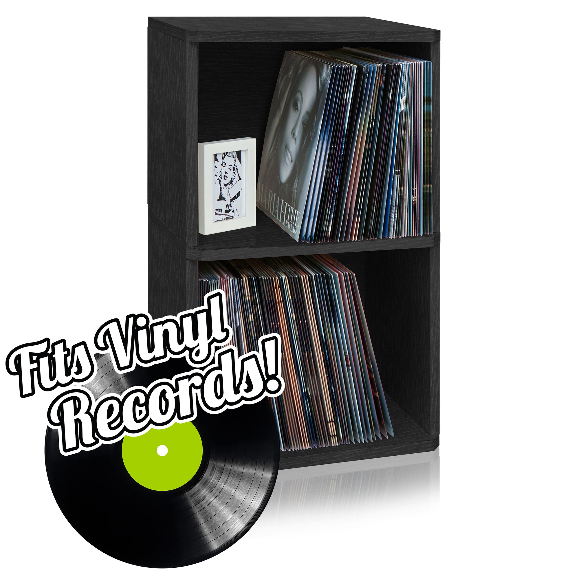 Vinyl Record Storage 2 Cube in Black