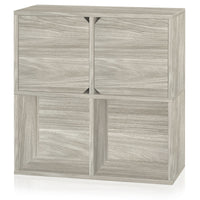 Modular Bookcase with Doors, Aspen Grey