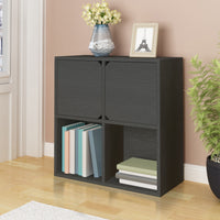 Modular Bookcase with Doors, Charcoal Black