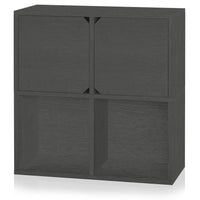 Modular Bookcase with Doors, Charcoal Black