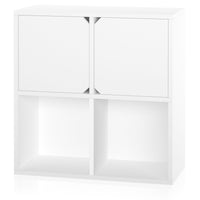 Modular Bookcase with Doors, White
