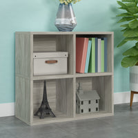 Quartet 4-Cubby Bookcase, Aspen Grey