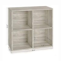 Quartet 4-Cubby Bookcase, Aspen Grey