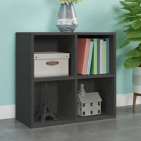 Quartet 4-Cubby Bookcase, Charcoal Black