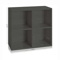 Quartet 4-Cubby Bookcase, Charcoal Black