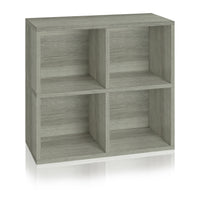 Quartet 4-Cubby Bookcase, London Grey