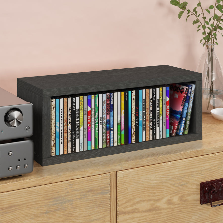 Memphis Stackable CD Rack, Charcoal Black (pre-order ships 8/31)
