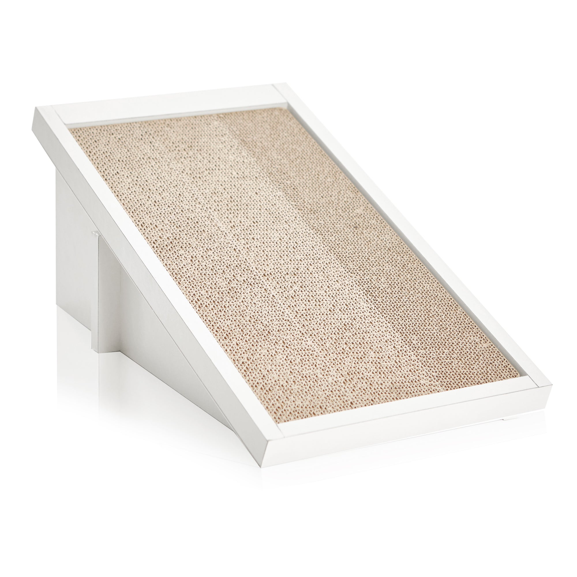 Cat Scratcher Incline with Organic Catnip in White Way Basics