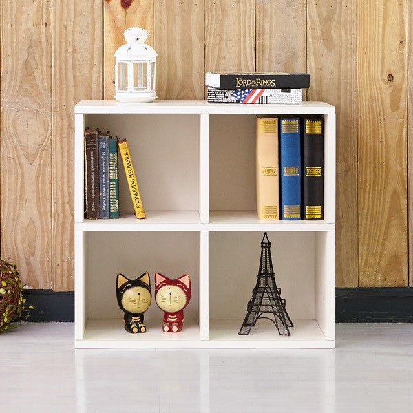 Way Basics Eco-Friendly 4 Cubby Bookcase, White