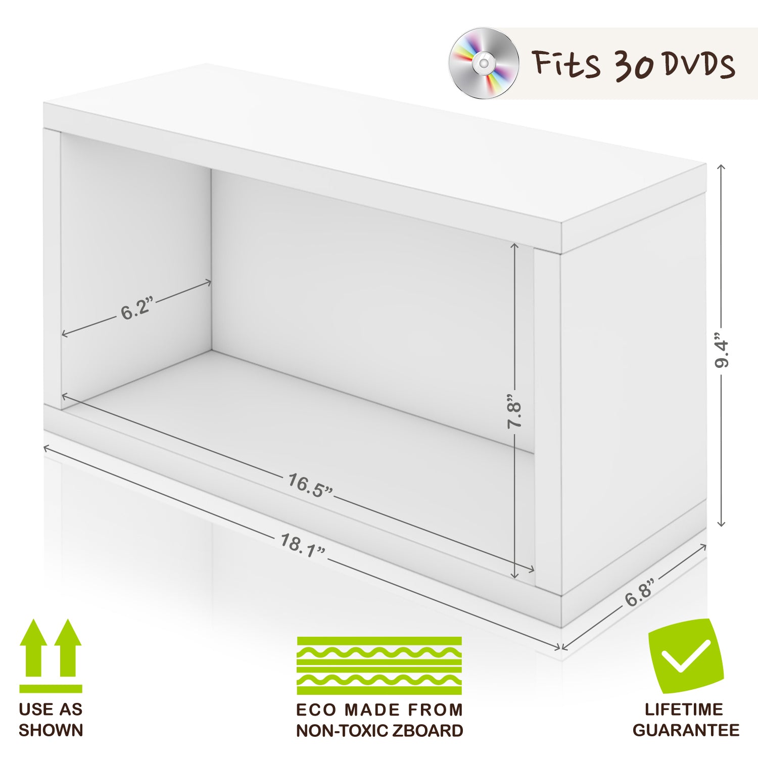 Austin Stackable DVD Rack, White (New Woodgrain)