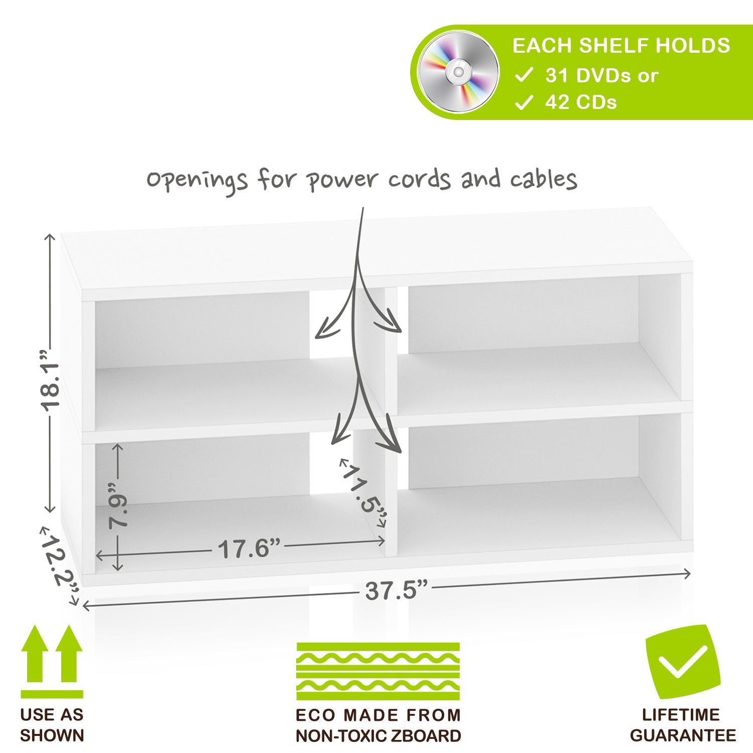 Versa Multimedia TV Console, White (New Color)