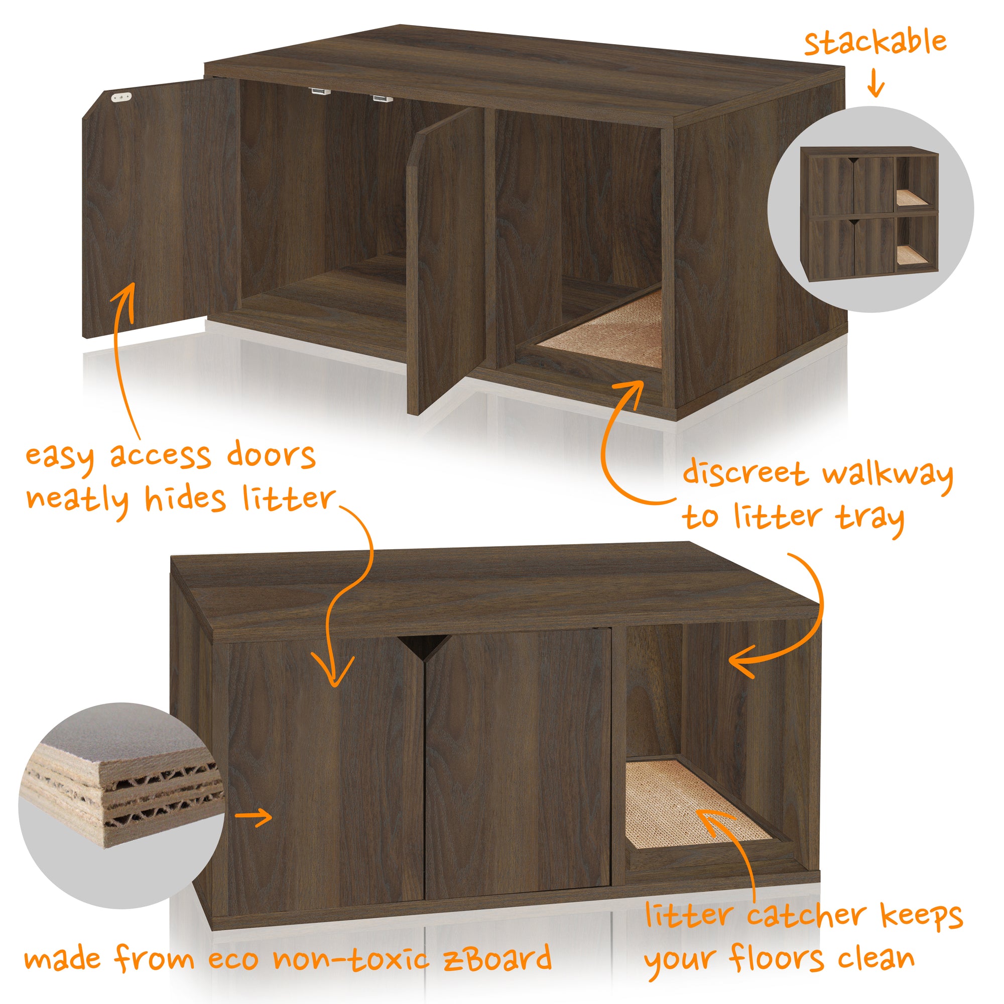 Katville Litter Box Enclosure, Royal Walnut (New Color)