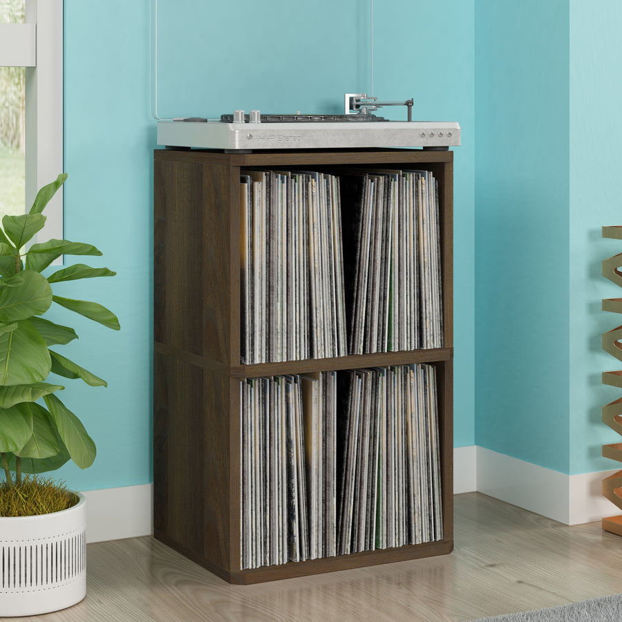 Marley 2-Shelf Vinyl Record Storage, Royal Walnut (New Color)