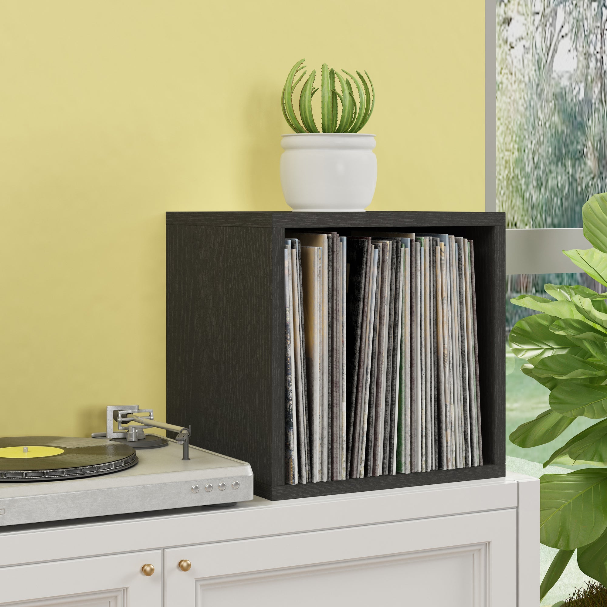 Dylan Single Cube Vinyl Record Storage, Charcoal Black (New Color)