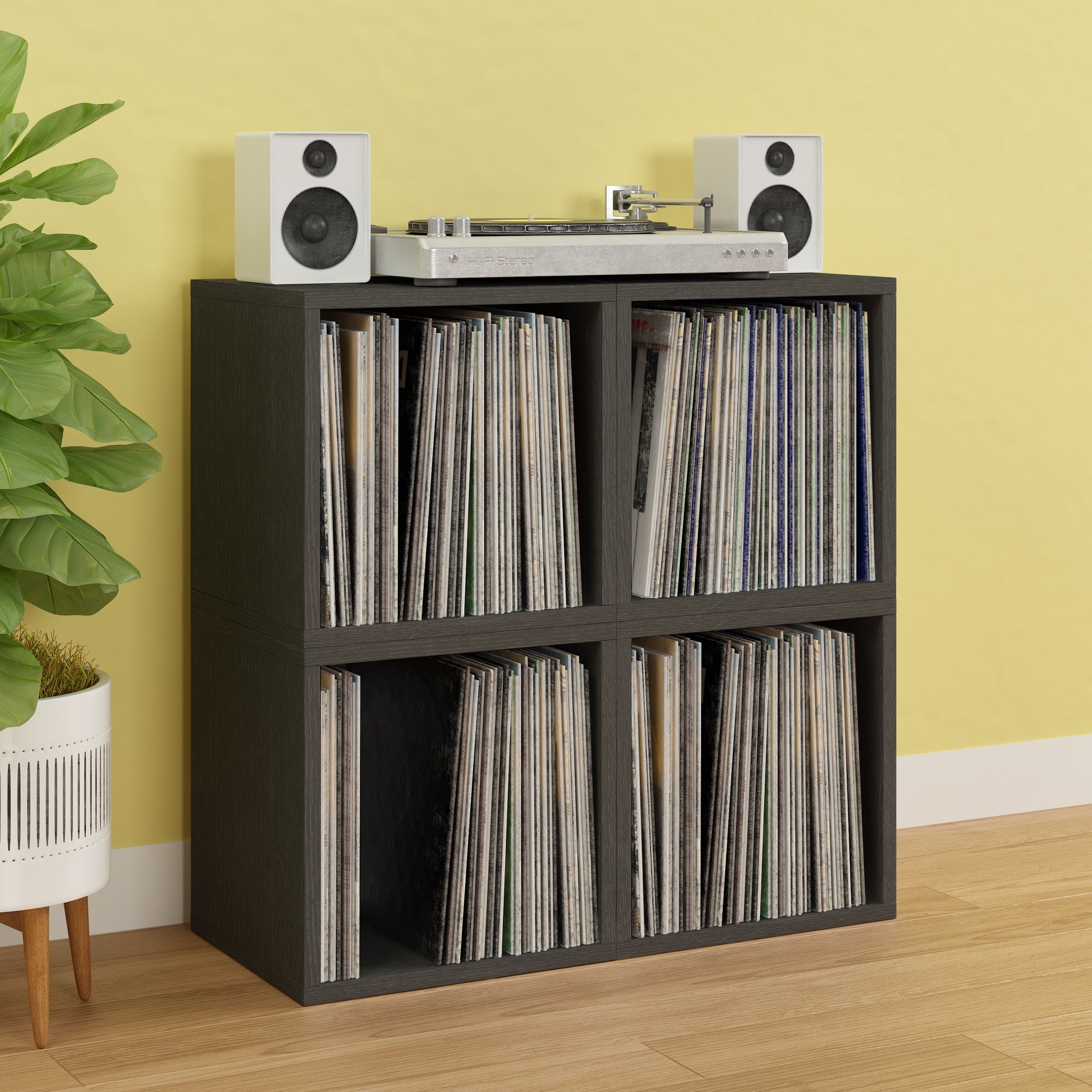 Dylan Single Cube Vinyl Record Storage, Charcoal Black (New Color)