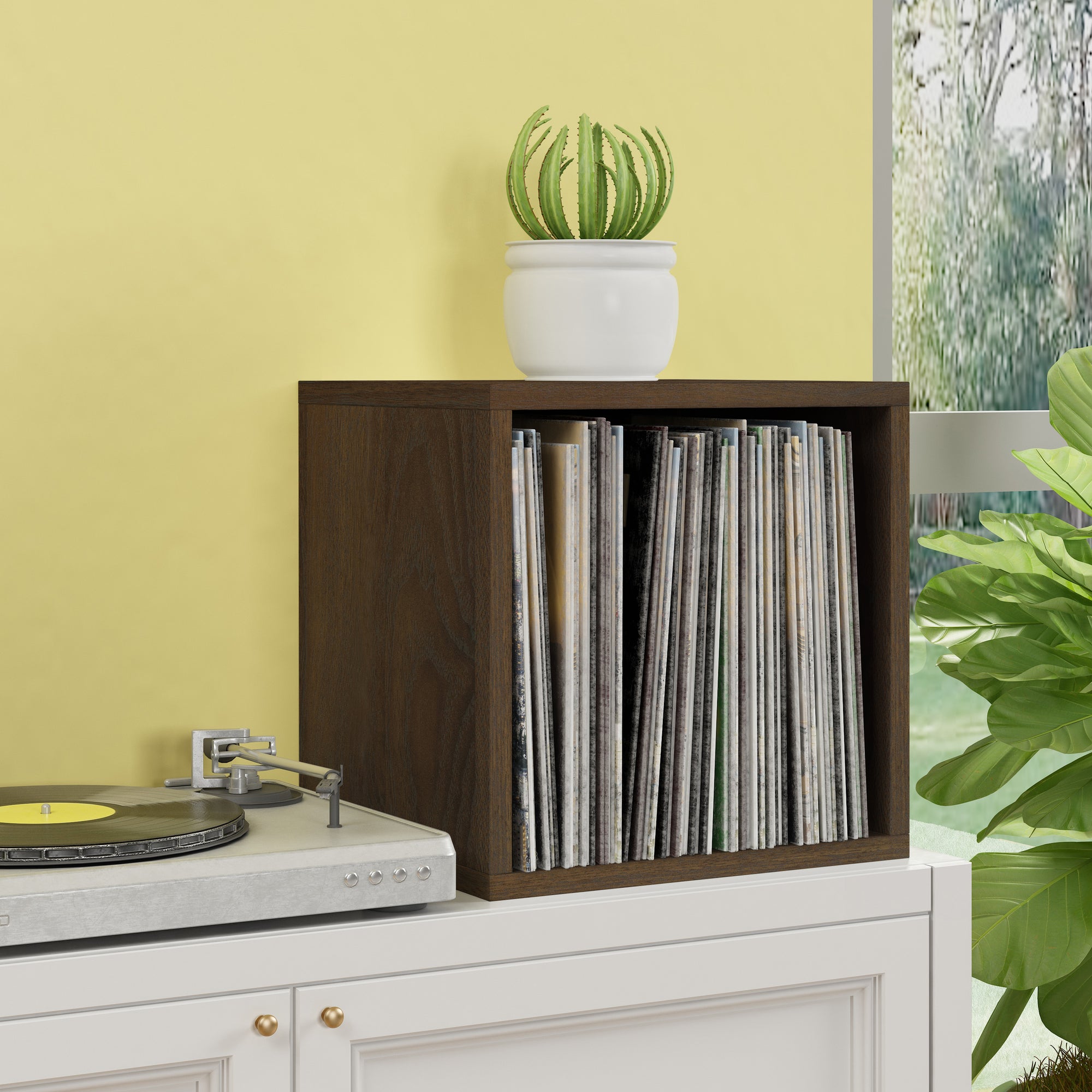 Dylan Single Cube Vinyl Record Storage, Royal Walnut (New Color)