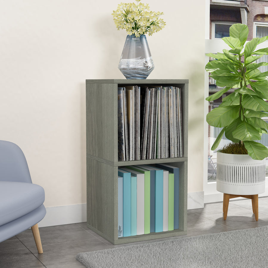 Presley Double Cube Vinyl Record Storage, London Grey (New Color)