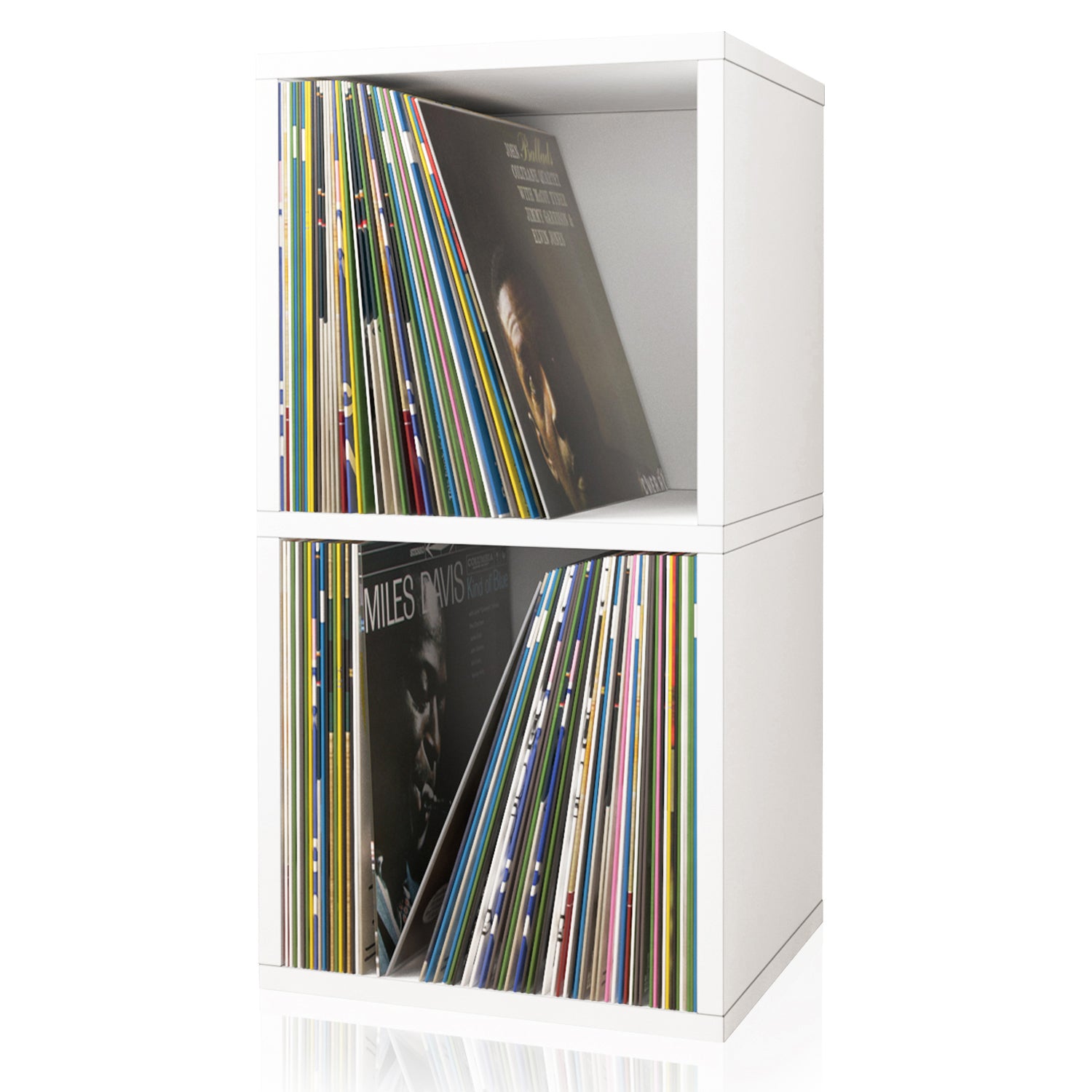 Presley Double Cube Vinyl Record Storage, White (New Color)