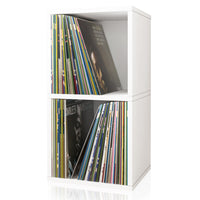 Presley Double Cube Vinyl Record Storage, White (New Color)